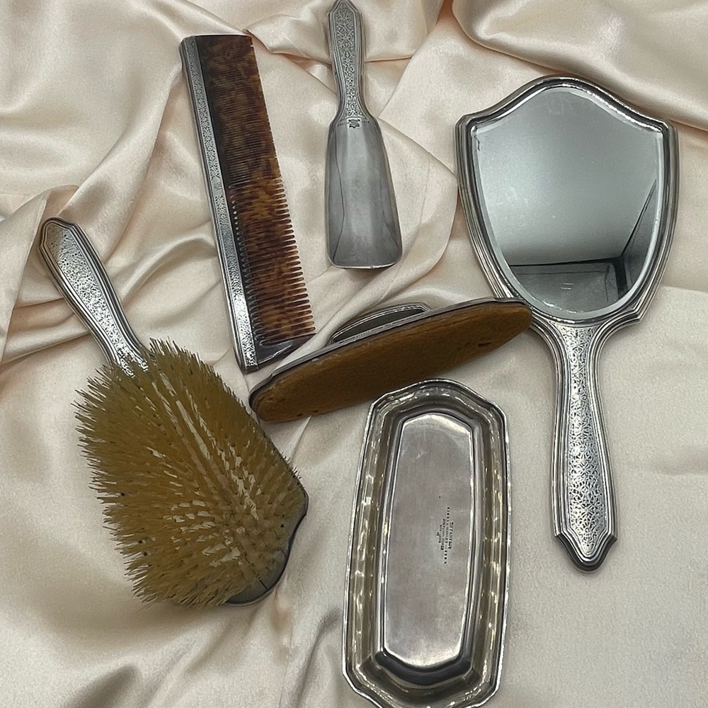 Vintage Sterling Monogrammed Tiffany & Co Vanity Set 6-Piece One of a Kind